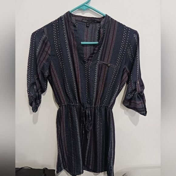 Bepop Be You Be Free Striped Drawstring Roll Shirt Dress Size XXSmall - Picture 1 of 6